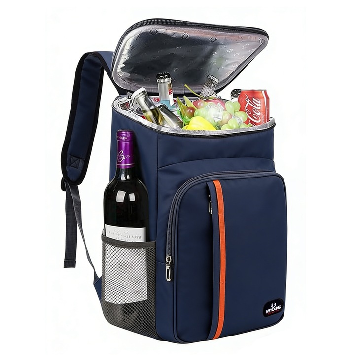 Geanta termoizolanta tip rucsac pentru picnic, Axroad Mall, 23L, Impermeabil, Capacitate mare, Izolatie termica buna, Plaja camping drumetii munca pranz calatorii pentru barbati si femei, 42x29x19 cm, Albastru navy