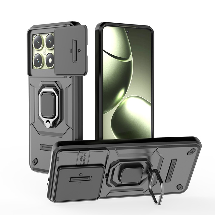 Husa de telefon mobil Armura rezistenta la socuri compatibila cu Xiaomi 14T cu protectie a camerei, Negru