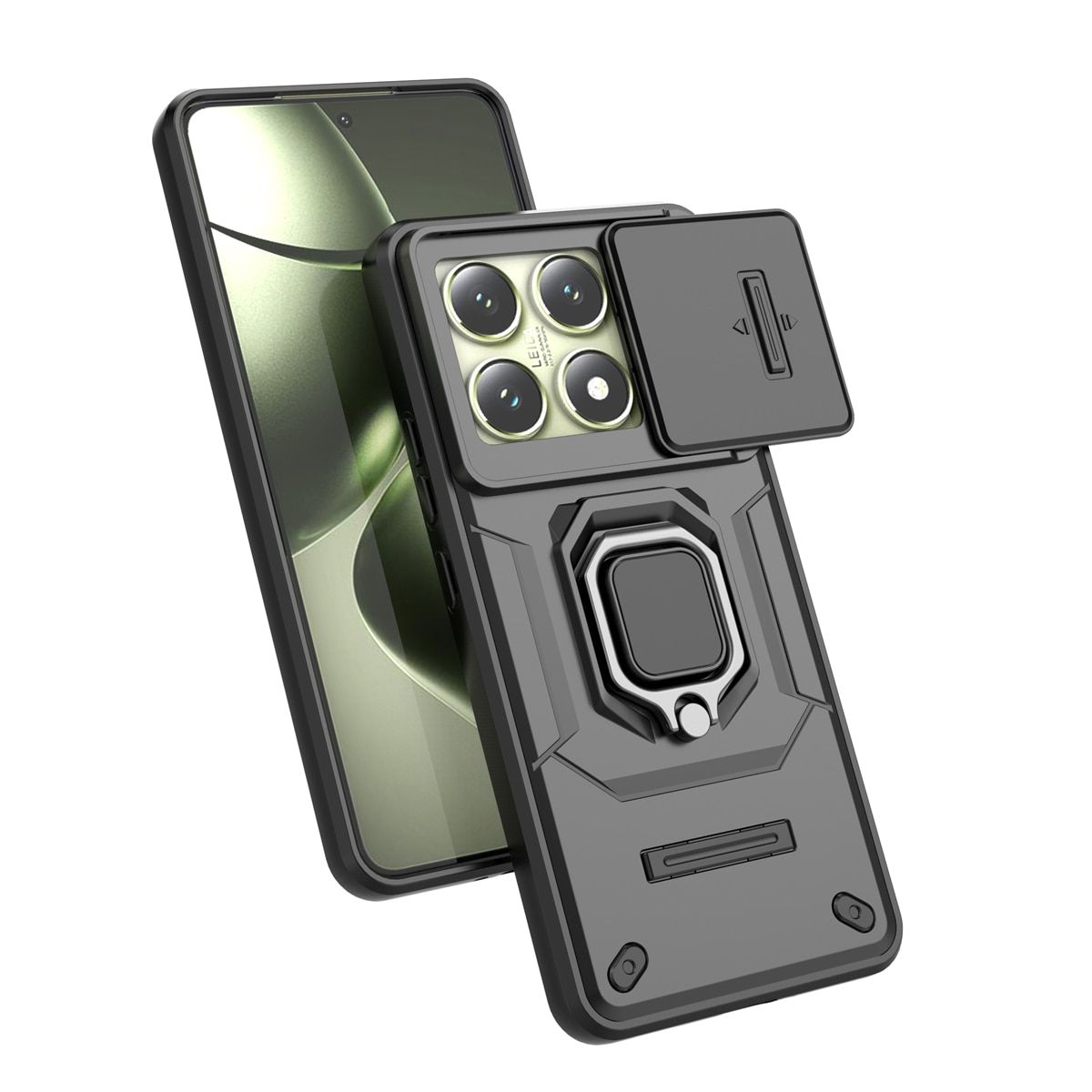 Husa de telefon mobil Armura rezistenta la socuri compatibila cu Xiaomi 14T cu protectie a camerei, Negru