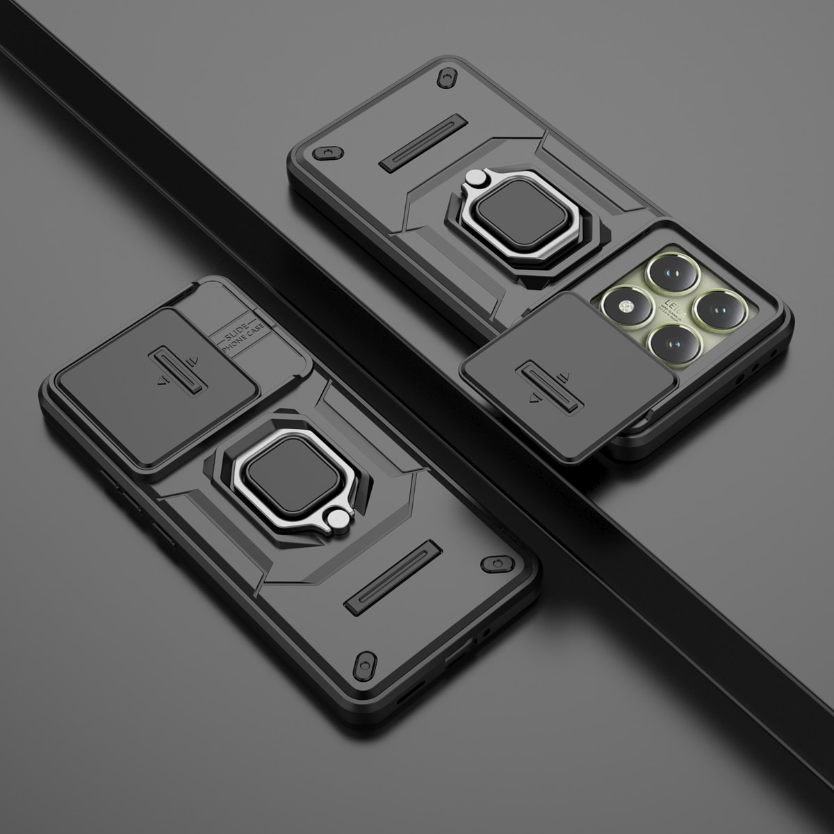 Husa de telefon mobil Armura rezistenta la socuri compatibila cu Xiaomi 14T cu protectie a camerei, Negru