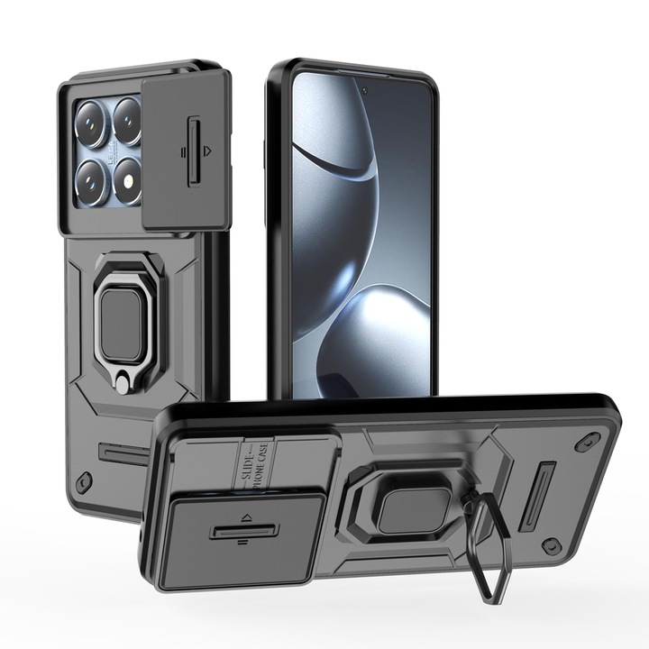 Калъф за мобилен телефон Shockproof Armor, съвместим с Xiaomi 14T Pro със защита на камерата, черен