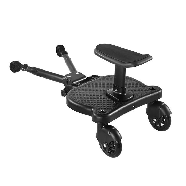 Adaptor pentru carucior pentru al doilea copil, Remorca universala pentru carucior, Platforma pentru carucior cu scaun detasabil, Capacitate de incarcare 25 kg, Negru