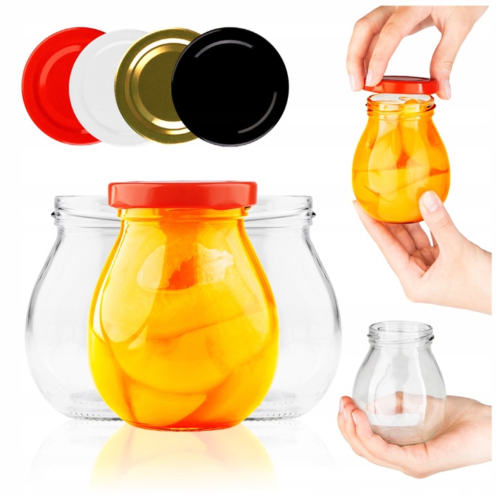 Csavaros kupakkal ellátott üvegek, Superbutelki, üveg/fém, fűszerekhez/lekvárhoz/öntethez/mézhez, 245ml, többszínű, 10 darabos