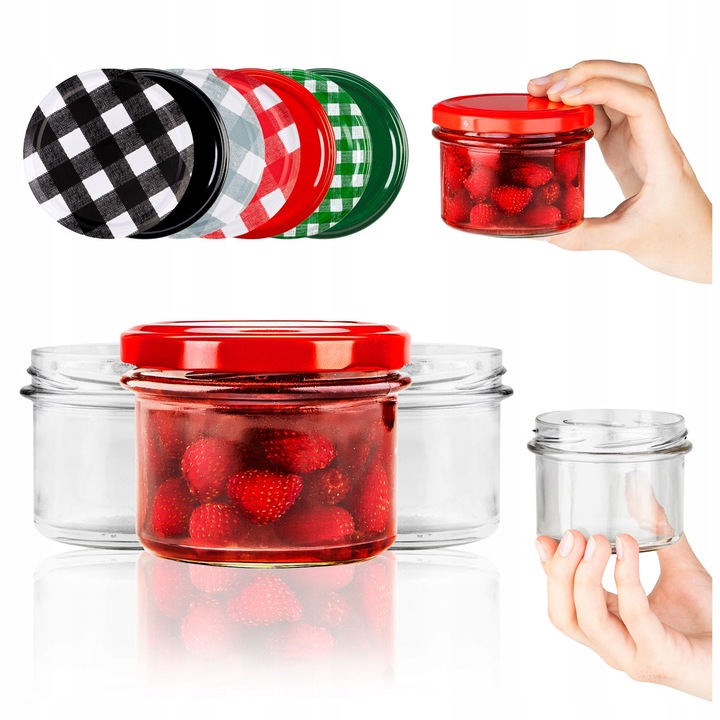 Csavaros kupakkal ellátott üvegek, Superbutelki, üveg/fém, fűszerekhez/lekvárhoz/öntethez/mézhez, 235ml, többszínű, 10 darabos