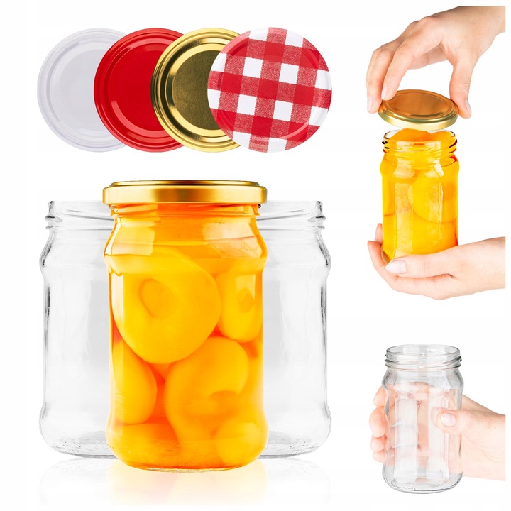 Set Borcane Din Sticla Cu Capac Filetat, Superbutelki, Din Sticla, 320 ml, Ideal Pentru Conserve si Muraturi de Casa, Mentine Etanseitatea, Inaltime 12 cm, Diametru 7 cm, 10 Buc, Multicolore