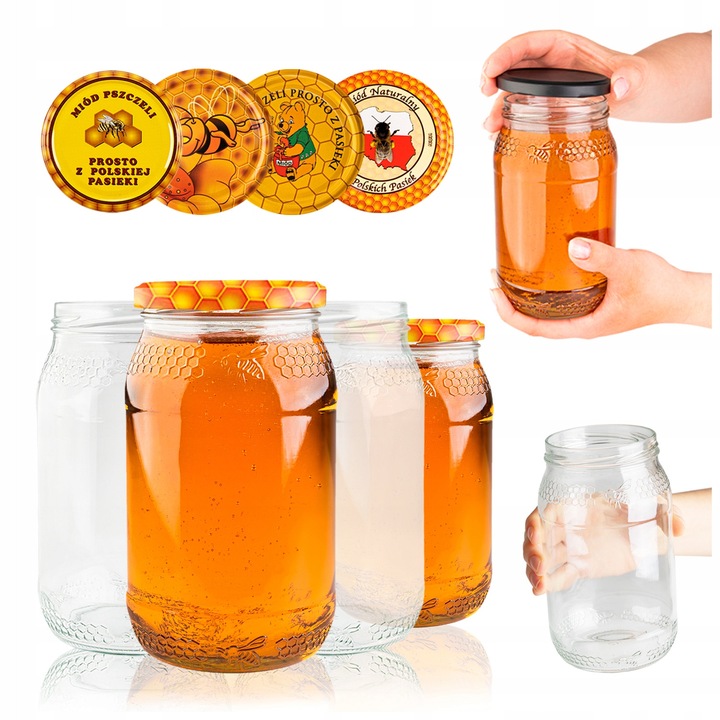 Set borcane de sticla, SuperButelki, cu capac, 900 ml, 16 kg, pentru conserve, 82 mm, 30 buc