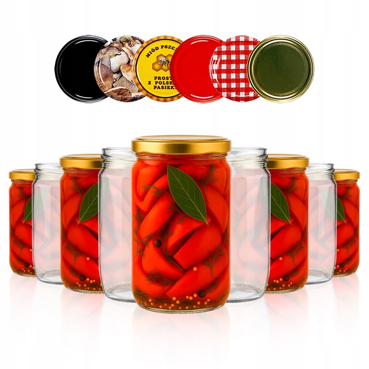 Set de borcane cu capace cu surub, Superbutelki, sticla/metal, pentru condimente/gem/confiture/miere, 720ml, multicolor, 30 buc