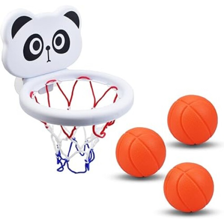 Jucarie de baie, hoop de baschet, 1-3 ani, multicolor, set cu 1 hoop si 3 mingi