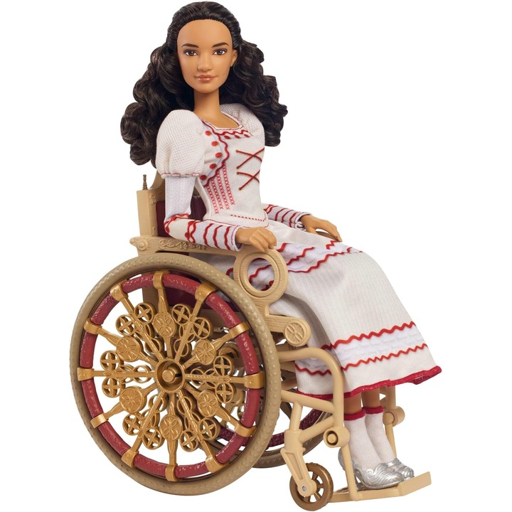Mattel Wicked Nessarose gyűjthető baba kihúzható ruhával, arany babakocsival, göndör hajjal