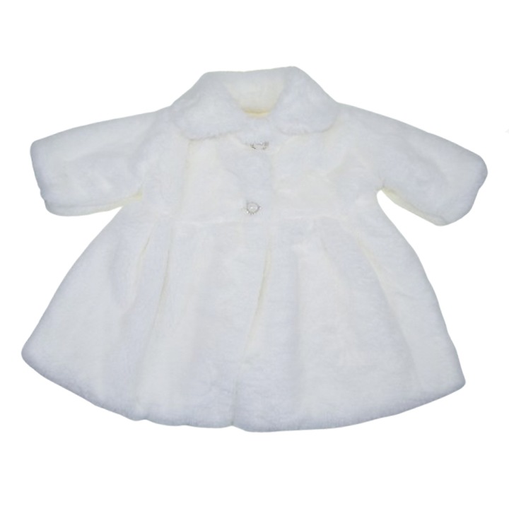 Palton din blanita artificiala pentru fete Mini Junior PLT-MJ3, Alb 113751
