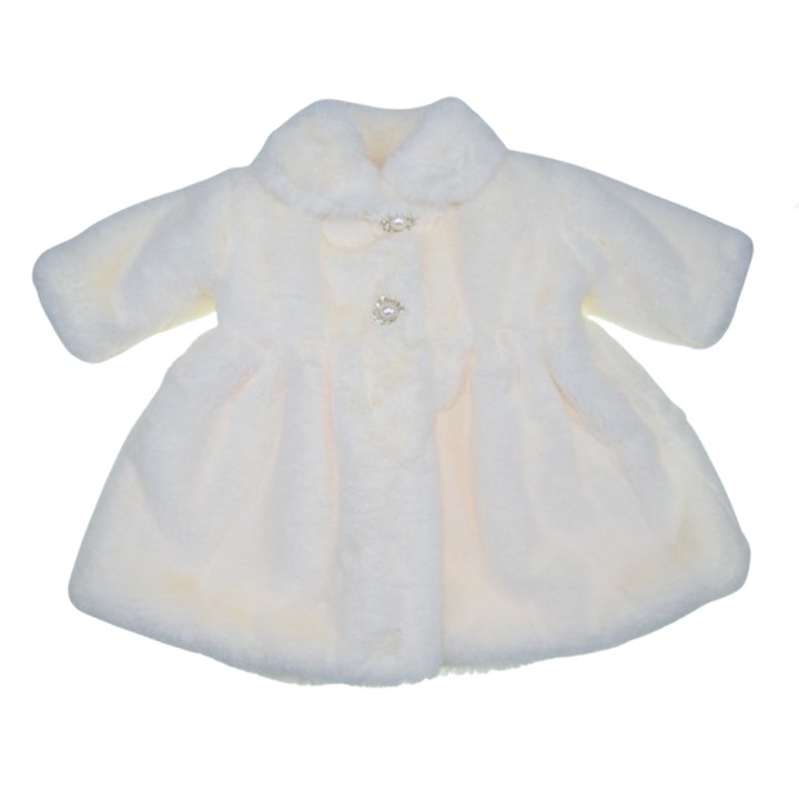 Palton din blanita artificiala pentru fete Mini Junior PLT-MJ4, Crem 113754