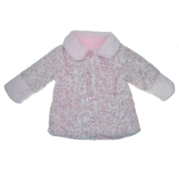 Палто от изкуствен косъм с животински принт за момиче Mini Junior PLT-MJ6, Розово 113761