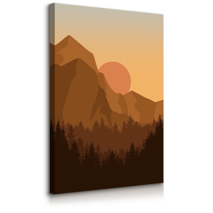 Tablou Muralo Peisaj Boho Apus de soare Stanci 20 cm x 30 cm Decorare camera de zi Abstractie pe panza 3D