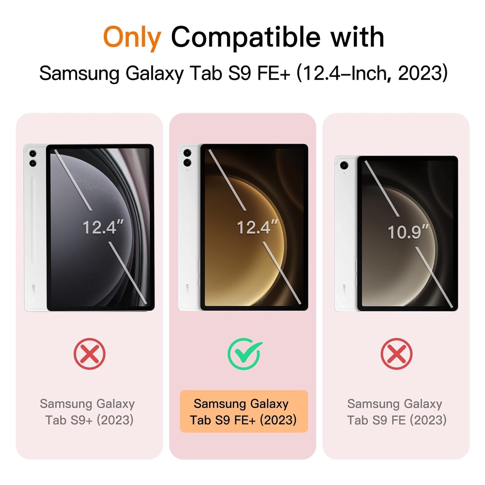 Husa tableta, SINBINTA, Compatibil cu Samsung Galaxy Tab S9 FE+ 12.4'', Suport pentru pix, Atasament magnetic, Antisoc, Usor de instalat, Portabil, Design ergonomic, TPU/Piele ecologica, Roz