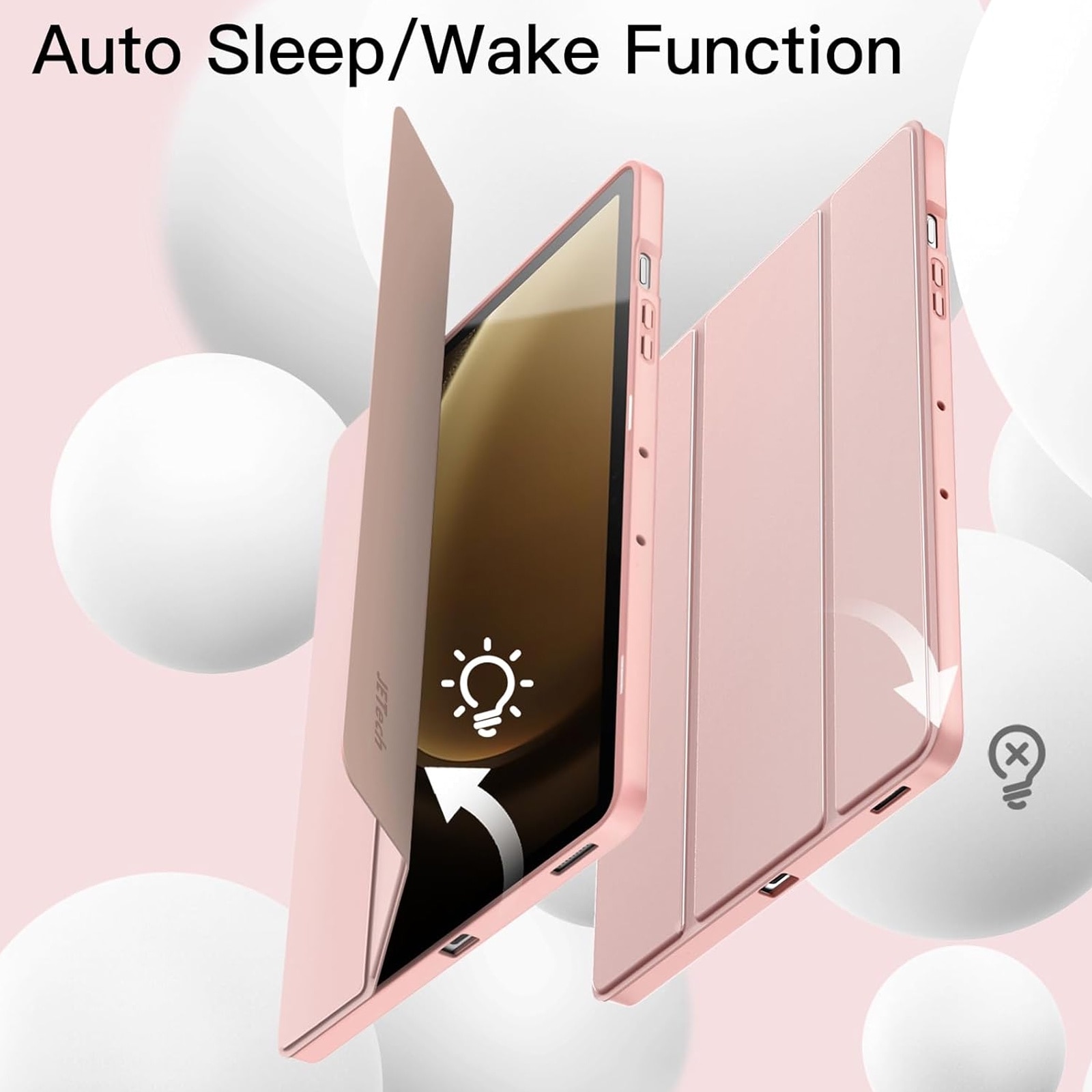 Husa tableta, SINBINTA, Compatibil cu Samsung Galaxy Tab S9 FE+ 12.4'', Suport pentru pix, Atasament magnetic, Antisoc, Usor de instalat, Portabil, Design ergonomic, TPU/Piele ecologica, Roz