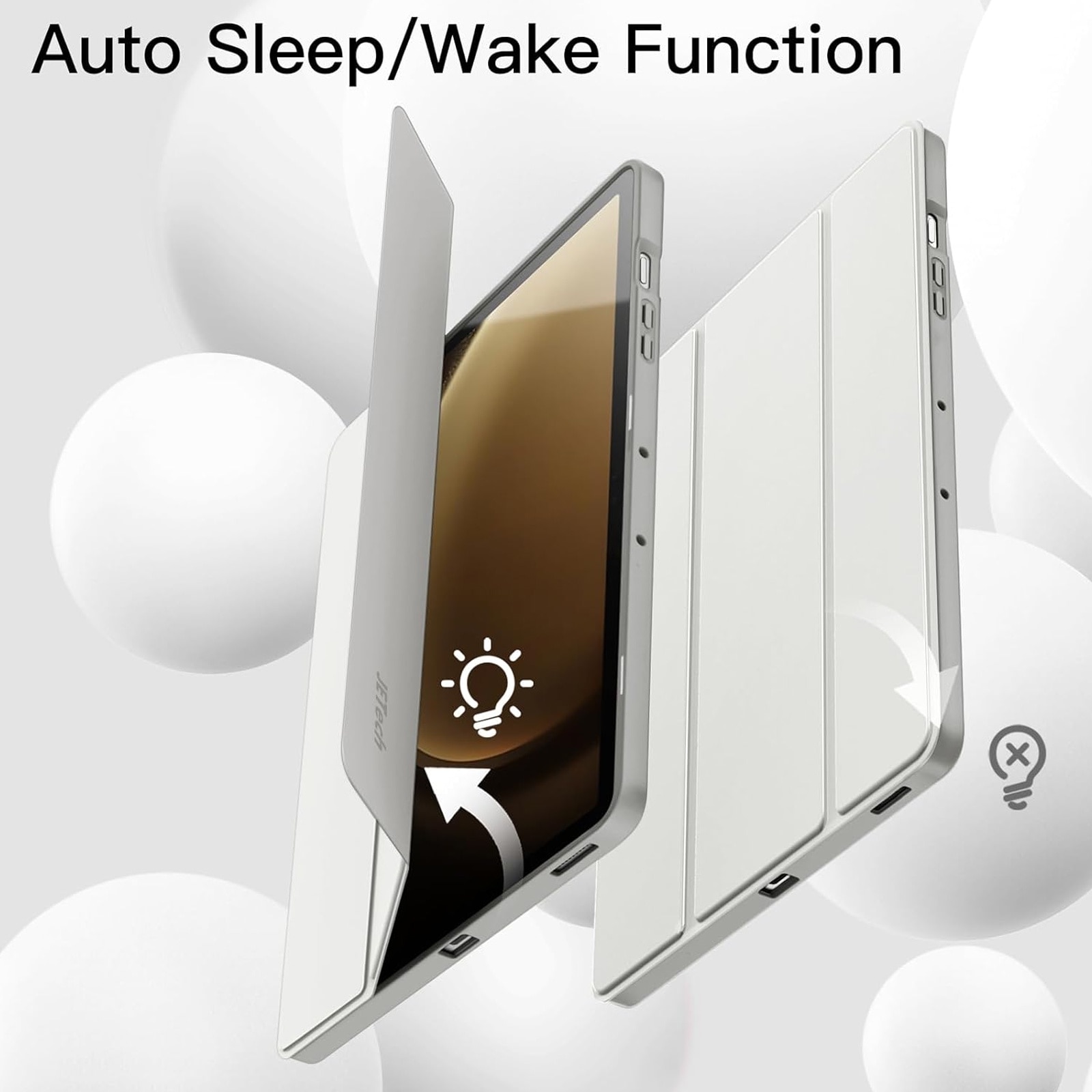 Husa tableta, SINBINTA, Compatibil cu Samsung Galaxy Tab S9 FE+ 12.4'', Suport pentru pix, Atasament magnetic, Antisoc, Usor de instalat, Portabil, Design ergonomic, TPU/Piele ecologica, Gri