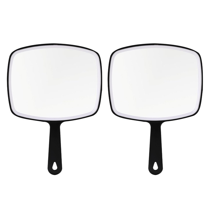 Set 2 oglinda pentru machiaj, SINBINTA, Usor de utilizat, Design ergonomic, Portabil, Durabil, Pentru barbierit, Purtarea lentilelor de contact, ABS/Sticla, 18.8x26.4cm, Negru