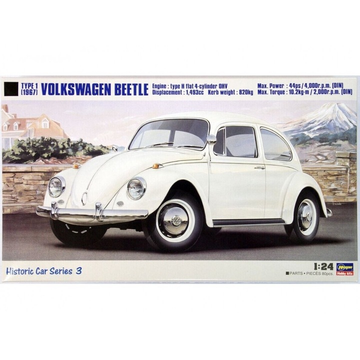 Macheta Automodel de construit Hasegawa Volskwagen Beetle Type1 1967 1:24 HAS 21203
