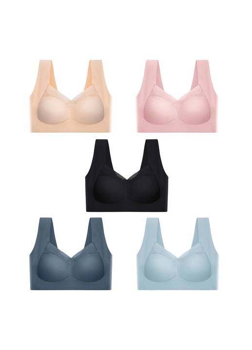 Комплект 5 класически сутиена, SINBINTA, Push up, Без кабели, Дишащ, Текстилен комфорт, Комфортни презрамки