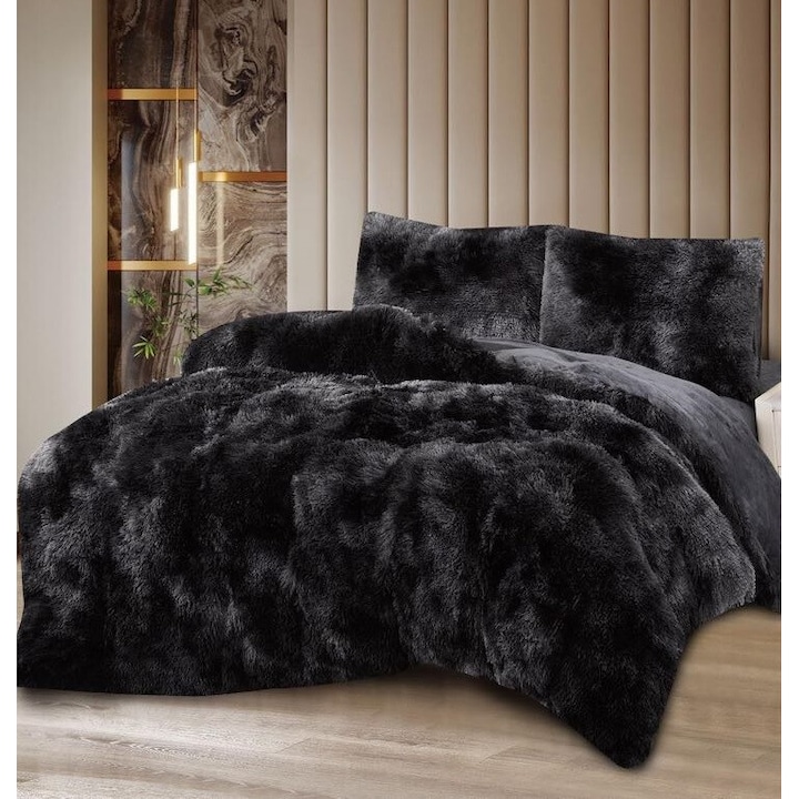 Спално бельо, Коколино, Супер Пухкаво, 4 части, Черно