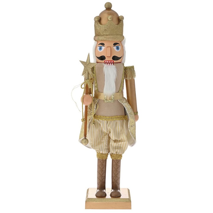 Spargator de nuci, rege cu sceptru, auriu, inaltime 110 cm