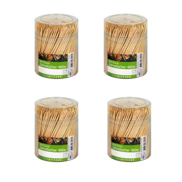 Комплект от 4 кутии за клечки за зъби Best Choice, 480 бр