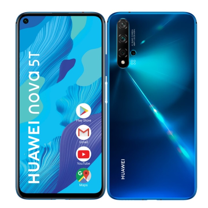 Мобилен телефон Huawei Nova 5T, Dual SIM, 256GB, 8GB RAM, 4G, Син