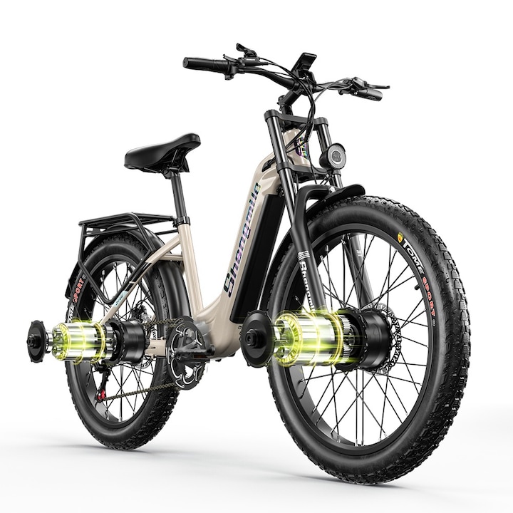 Bicicleta Electrica Shengmilo S700, 2000W Dual Motor, 48V 17.5Ah, 26″ Anvelope Fat, 60km Autonomie, Frane Hidraulice, Suspensie Completă