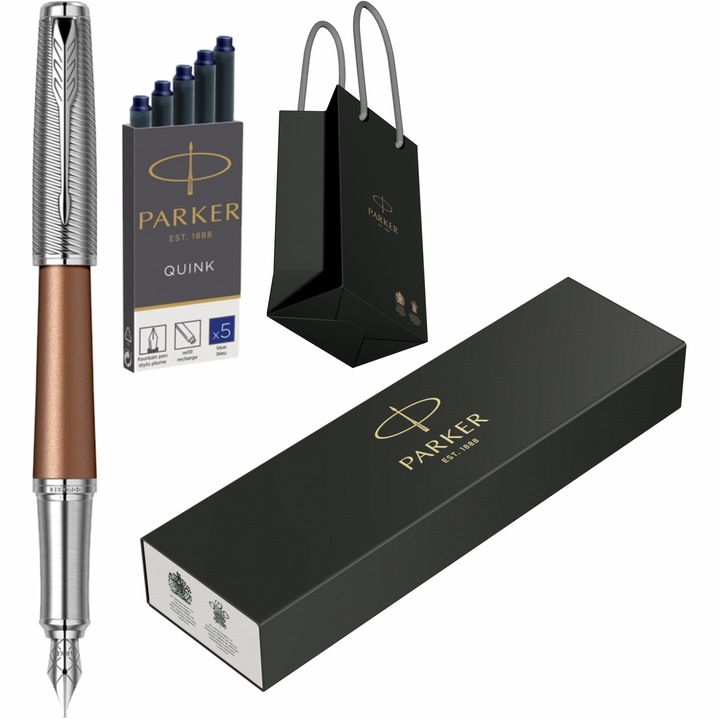Stilou Parker Urban Royal Premium Orange CT cu cartuse lungi Parker Quink 5 buc si punga Parker