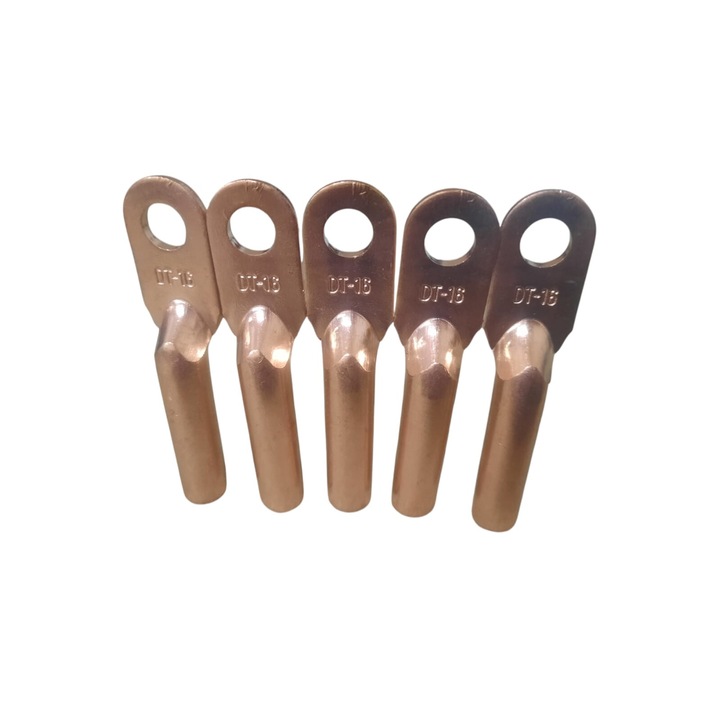 Set 5 buc papuc electric cupru Cu 16mm² terminali tubulari diametru gaura 8mm lungime 68mm