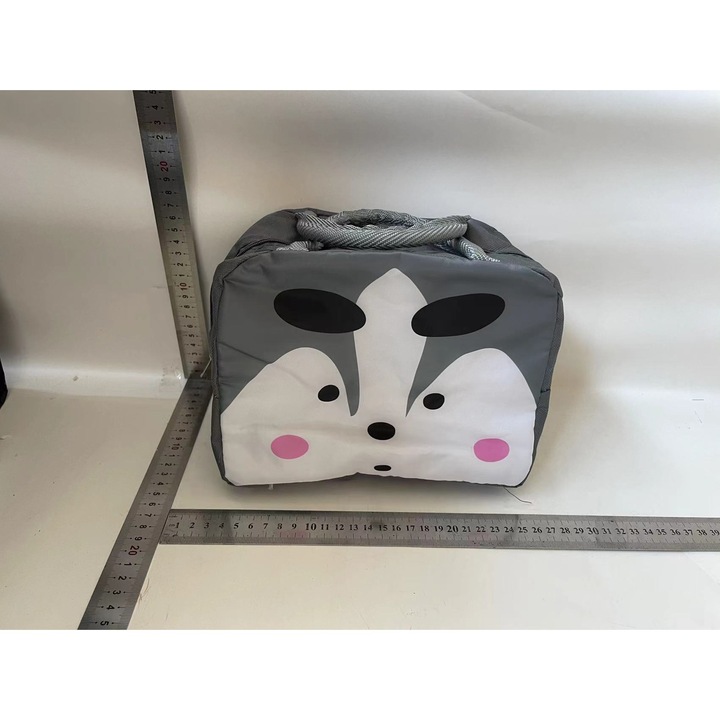 Хладилна чанта, от Fitilomania, с анимационни филми, преносима за деца, обяд, платно Оксфорд, 22x14x19 см, модел лисица, сива