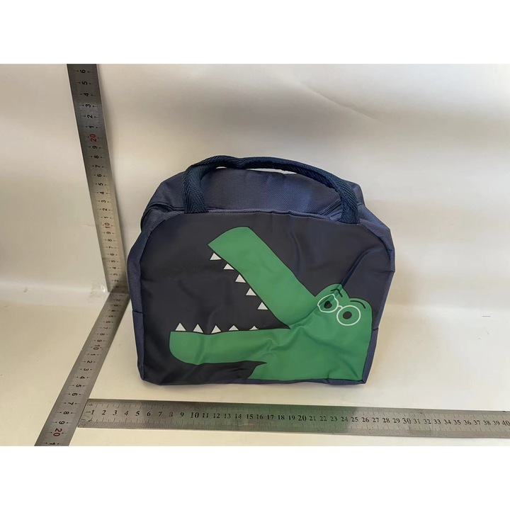 Хладилна чанта, от Fitilomania, с анимационни филми, преносима за деца, обяд, платно Оксфорд, 22x14x19 см, модел динозавър, синя