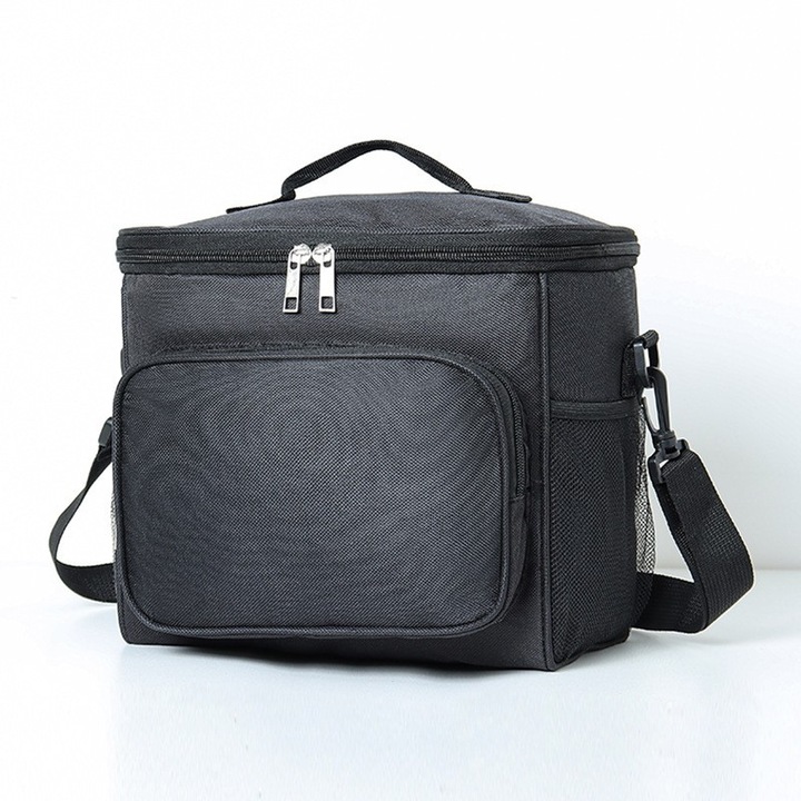 Чанта за обяд, многофункционална, с отделения, 2 вида дръжки, водоустойчива, 26x24x17 см, черна