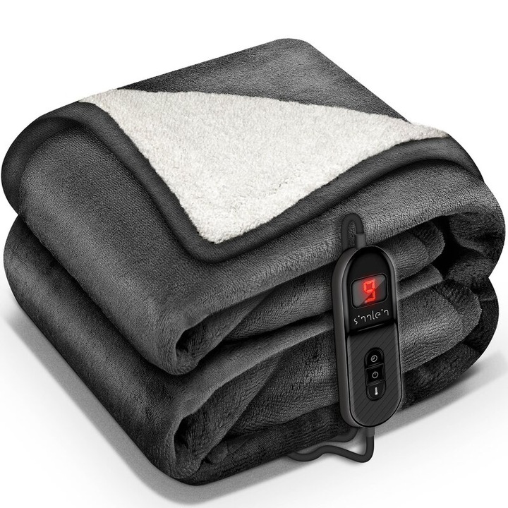 Patura Electrica 180×130 cm, 9 trepte de temperatura, 180x130 cm, negru