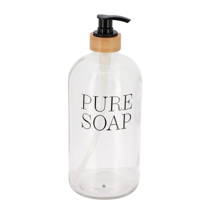 Dozator sapun din sticla, 1 litru, transparent