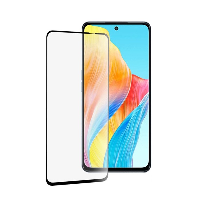 Folie de protectie compatibila cu Oppo A98 5G/A79 5G/A58 5G/OnePlus Nord N30 SE, Full Glue, 111D, sticla securizata, Negru-Transparent