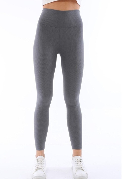 Colanti Fitness cu Talie Inalta Aspect Reiat, Uramag, Elastici, Respirabili, Dama, Gri
