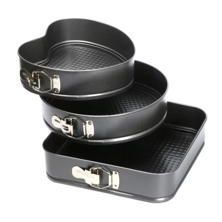 Set 3 Tavi pentru Prajituri Macvi® din metal diverse forme negre