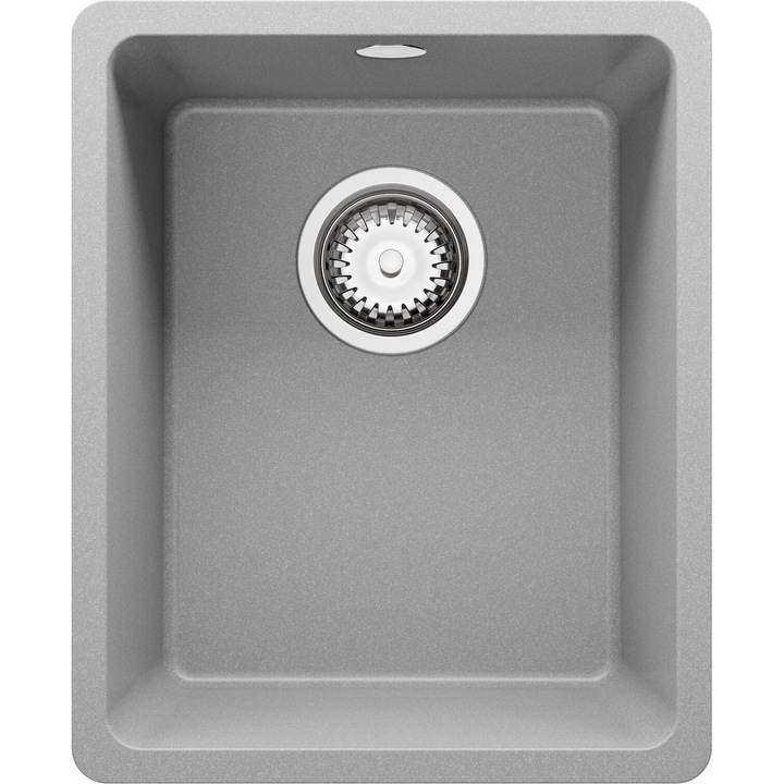 Chiuveta de bucatarie din granit 36x44cm, Chiuveta 1 Cuva + Sifon, Pentru dulap de 40cm, Venetia Easy Slim Primagran Gri