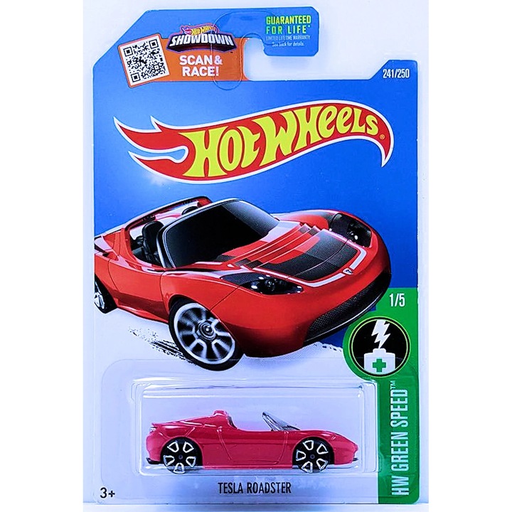 Hot Wheels metál autó, Tesla Roadster, Collection 2016, 1:64, piros