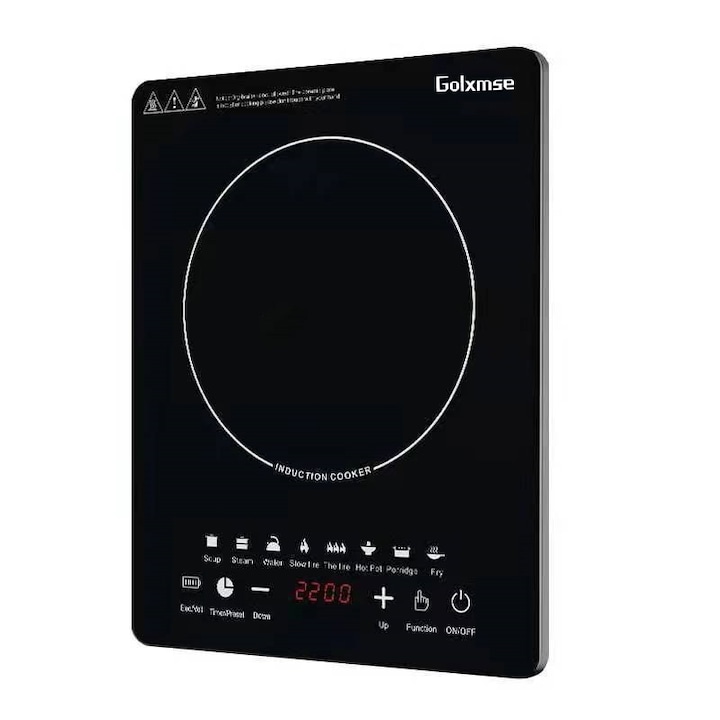 Електрически котлон, Golxmse, 2200 W, 8 функции за готвене, smart touch, ултратънък дизайн, черен, 35x28x6 cm