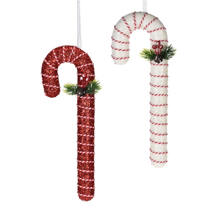 Set 2 decoratiuni brad bastonase acadea, lungime 32 cm