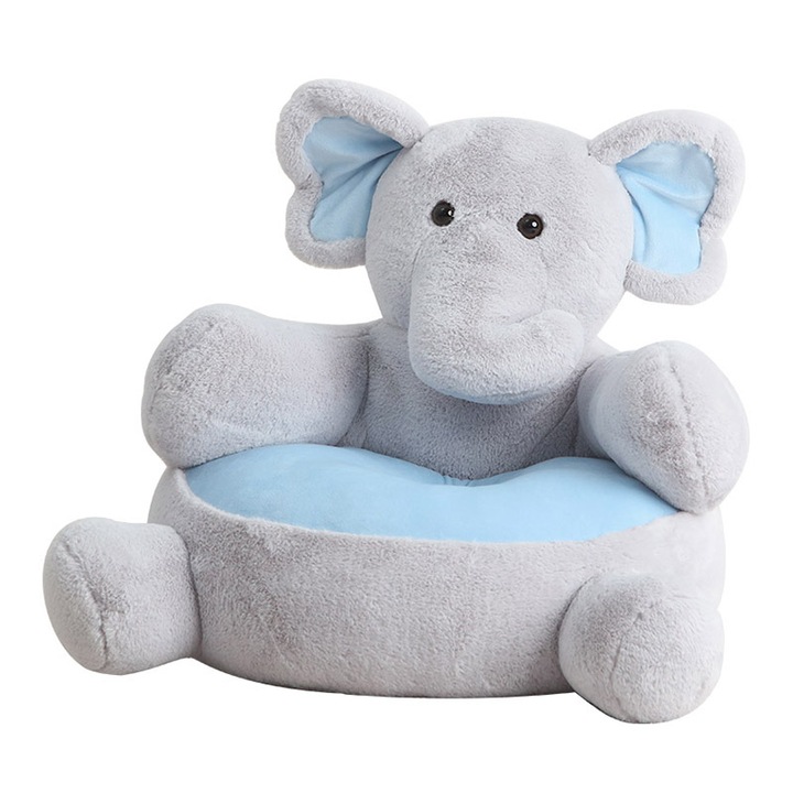 Fotoliu de plus pentru copii LeeLaa, elefant, gri