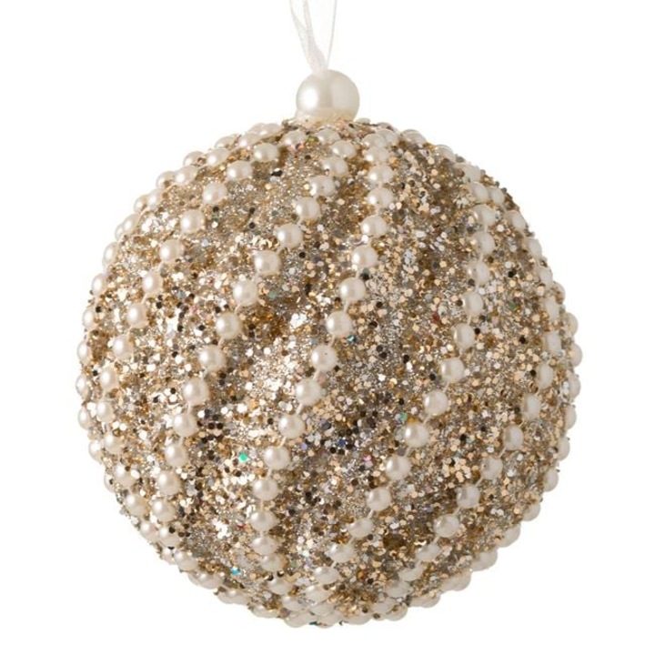 Nyland® karácsonyfadísz a Foam Globe-tól Bézs Glitter White Pearl 8cm