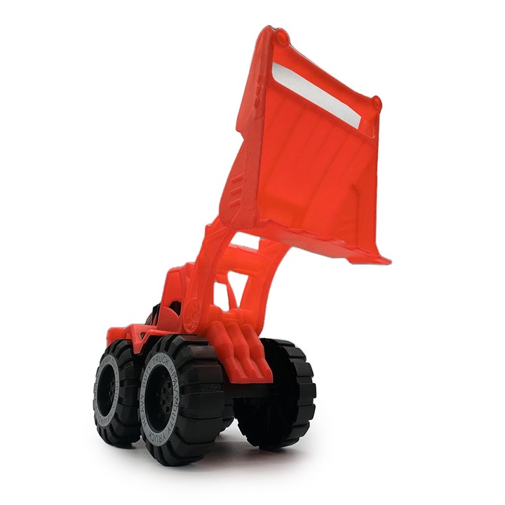 Buldo Excavator de jucarie, K96, din plastic, cu maner ajutator, rosu, 22cm, + 3 ani, VisionXXI
