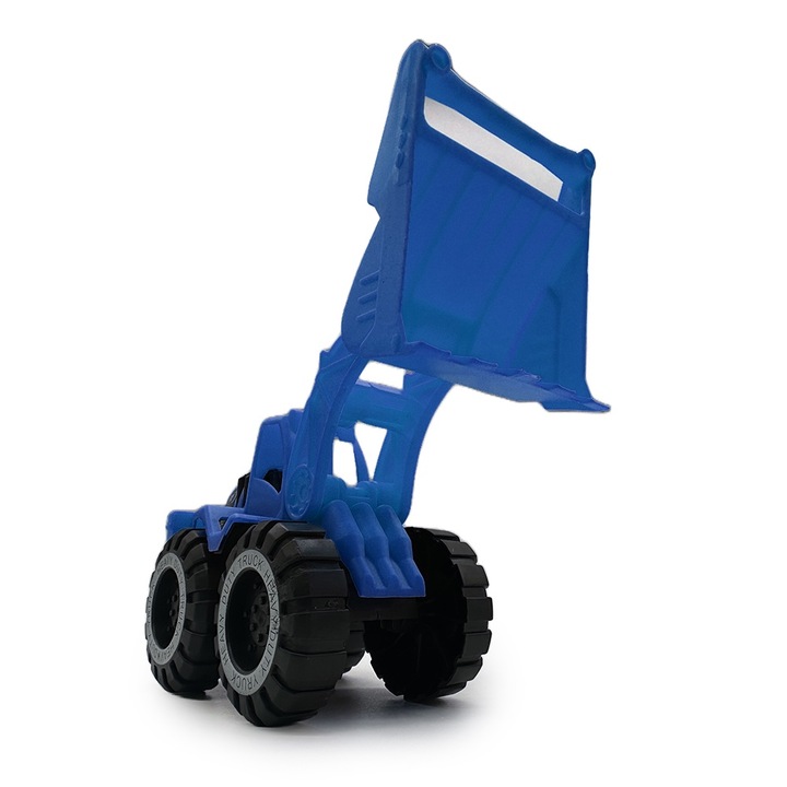 Buldo Excavator de jucarie, K96, din plastic, cu maner ajutator, albastru, 22cm, + 3 ani, VisionXXI