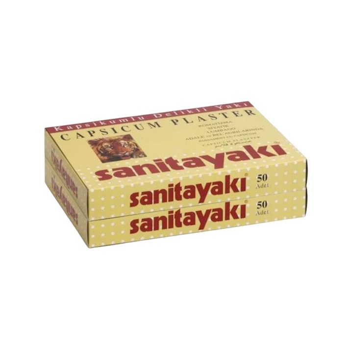 Set 100 Plasturi antireumatici Sanitayaki, termici, cu efect de incalzire, cu capsicum, 12 ×17 cm