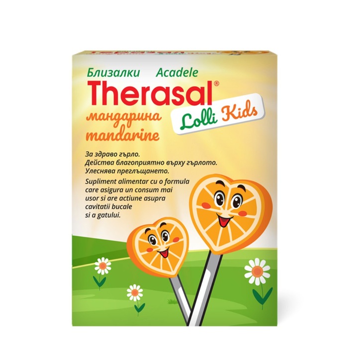 Supliment alimentar cu indulcitor pentru copii Therasal Lolli Kids, 6 acadele