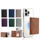 Portofel MagSafe pentru iPhone, Tri-Fold, 6 Compartimente pentru Carduri, Suport triunghi, Leather effect, Crem