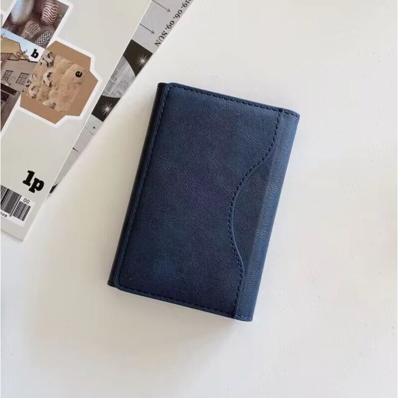 Portofel MagSafe pentru iPhone, Tri-Fold, 6 Compartimente pentru Carduri, Suport triunghi, Leather effect, Albastru